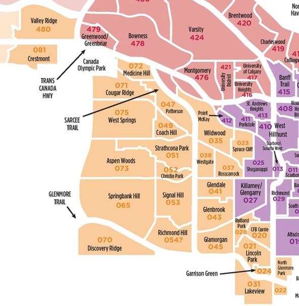west calgary district map